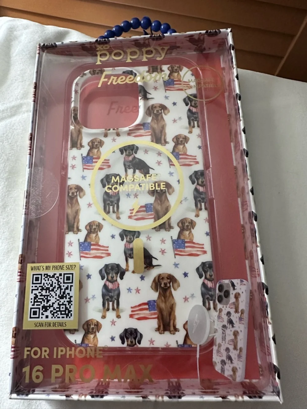 New Poppy Freedom Patriotic Dogs iPhone 16 Pro Max Case - Red/White